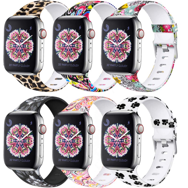Laffav Compatible with Apple Watch Band 41mm 40mm 38mm iWatch SE & Series7 &Series 6 & Series 5 4 3 2 1 for Women Men, 6 Pack, S/M - Image 1